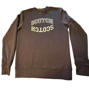 Scotch & Soda Blue Sweatshirt Long Sleeve Cotton Blend Varsity Spell-out Medium